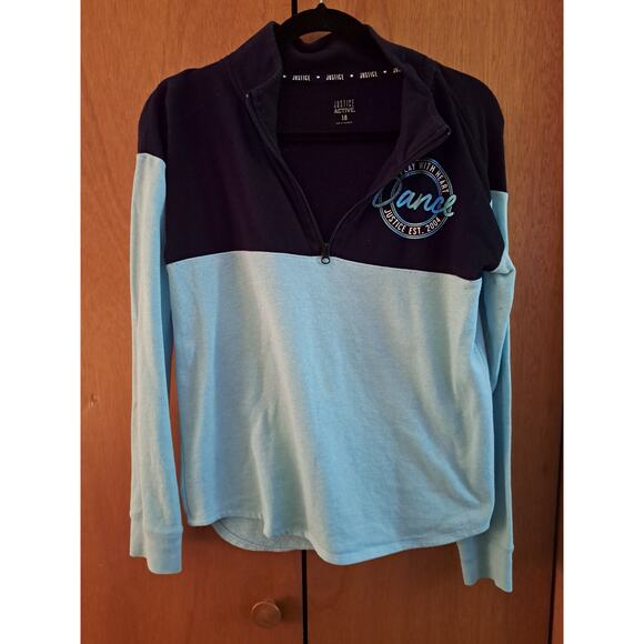 Girls Junior Plus Justice Blue and Black Dance Sweatshirt Size 18 - Picture 1 of 5